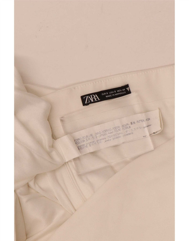 Zara Γυναικείο Στράπλες Φόρεμα UK 8 Small White Polyester