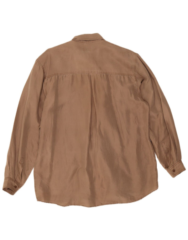 Vintage γυναικείο πουκάμισο μπλούζα UK 18 XL Beige Silk