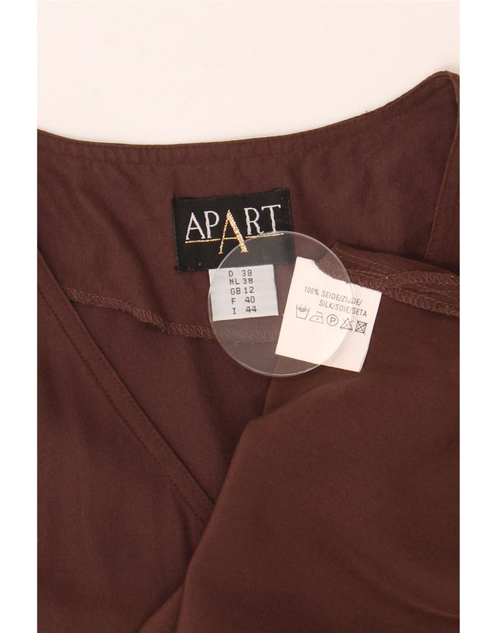 APART Womens Short Sleeve Shirt Blouse UK 12 Medium  Brown Silk Vintage Apart and Second-Hand Apart from Messina Hembry 