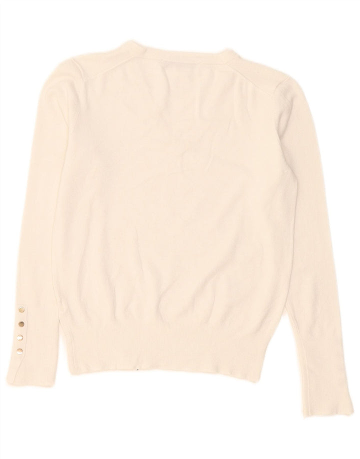 Zara Γυναικείο πουλόβερ με V λαιμόκοψη UK 12 Medium White