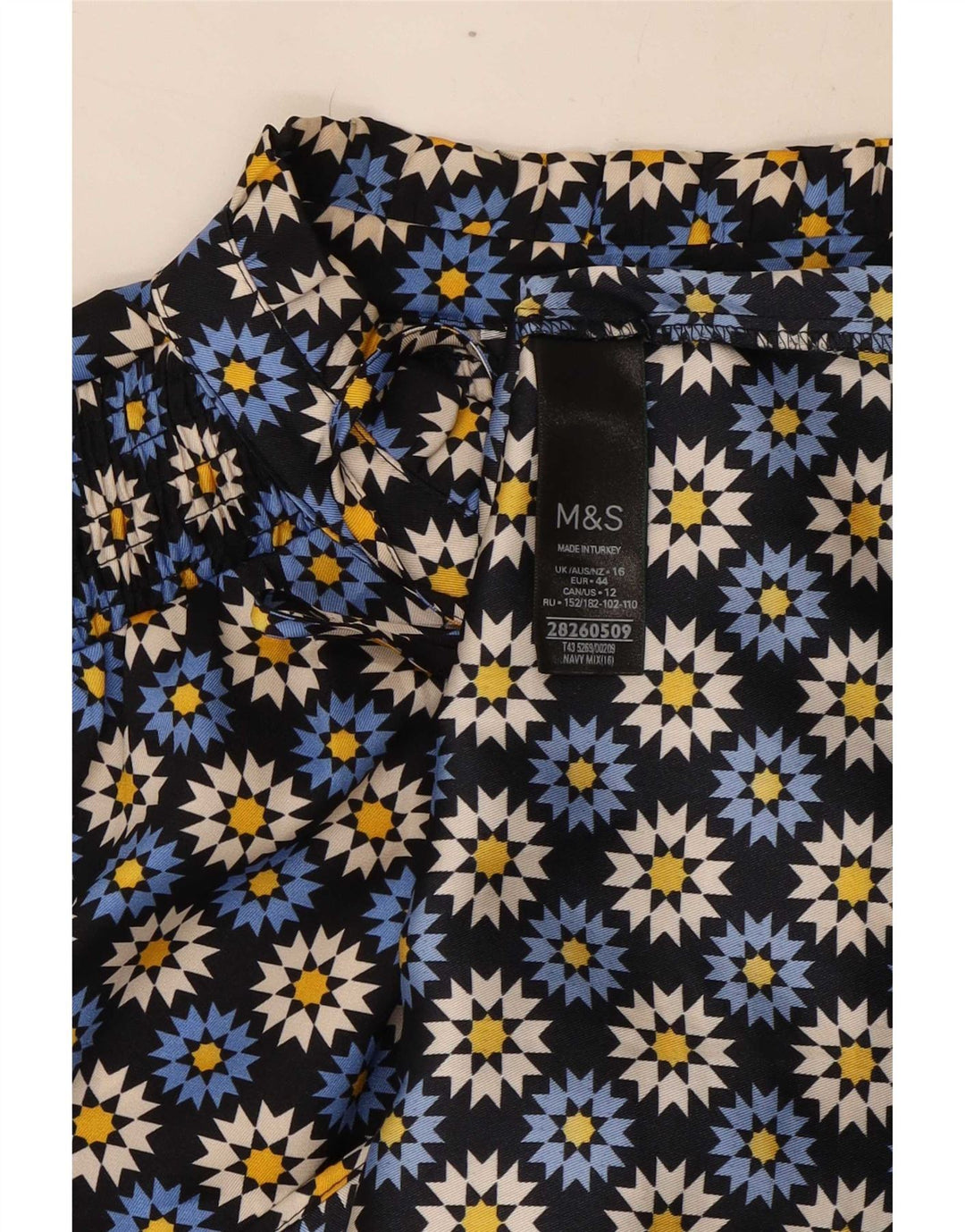 Marks & Spencer Γυναικεία μπλούζα με γραβάτα μπλούζα τοπ UK 16 Large Navy Blue Floral