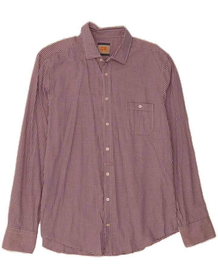 HUGO BOSS Mens Shirt Large Red Check Cotton Vintage Hugo Boss and Second-Hand Hugo Boss from Messina Hembry 