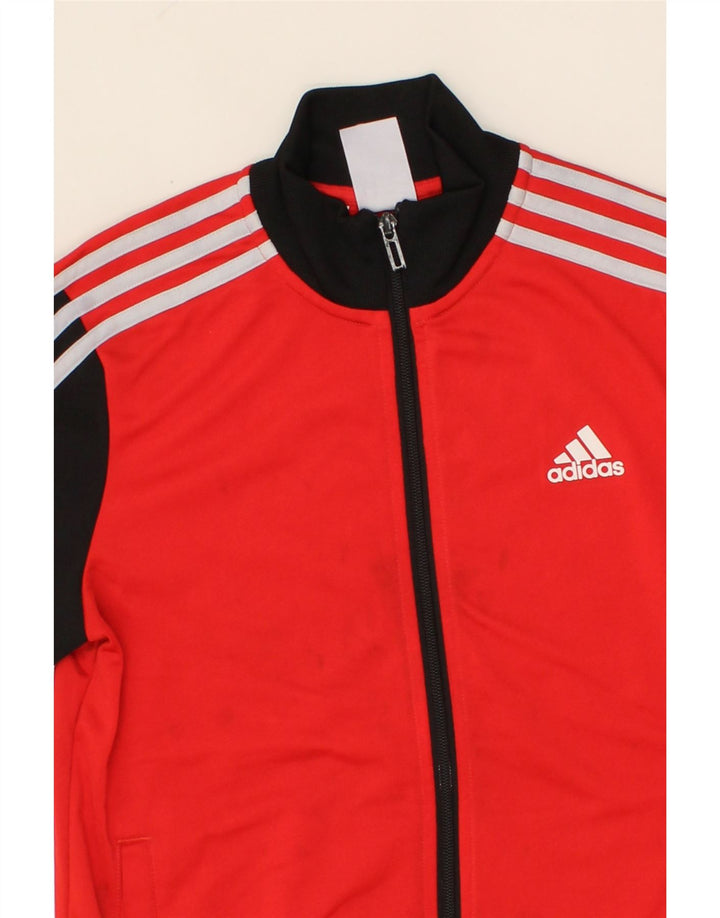 ADIDAS Boys Tracksuit Top Jacket 11-12 Years Red Colourblock Polyester Vintage Adidas and Second-Hand Adidas from Messina Hembry 