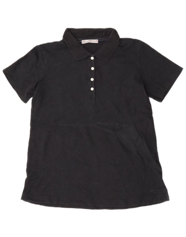 Lee Womens Riders Polo Shirt UK 10 Small Black Cotton
