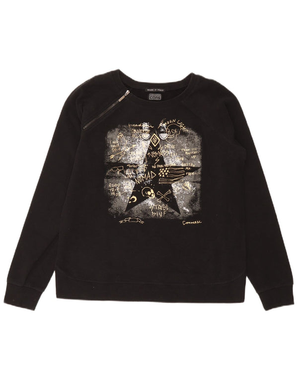 Γυναικείο Φούτερ Converse Graphic Jumper UK 14 Large μαύρο βαμβακερό