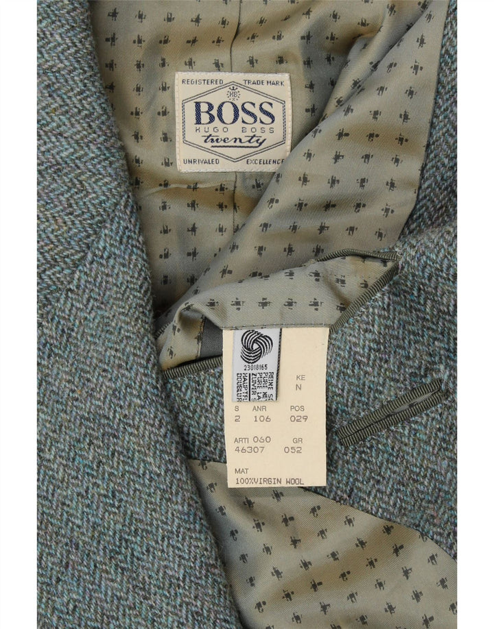 Ανδρικό μπουφάν HUGO BOSS 2 κουμπιά σακάκι IT 52 XL Μπλε ψαροκόκκαλο νέο μαλλί