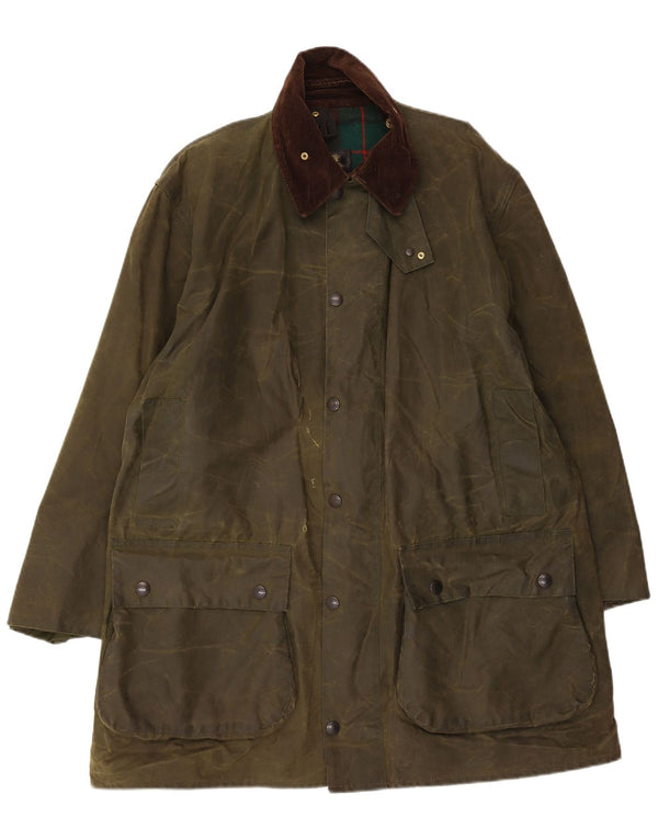 Μπουφάν Barbour Mens Northumbria από κερωμένο βαμβάκι UK 44 μεγάλο βαμβακερό χακί