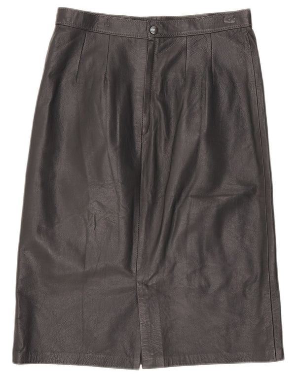 Vintage Γυναικεία Ψηλόμεση Δερμάτινη Φούστα IT 46 Large W28 Γκρι