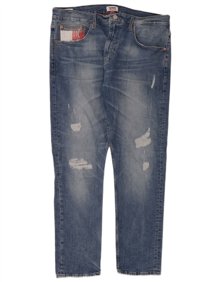 Tommy Hilfiger Mens Distressed Slim Jeans W36 L32 Blue Cotton