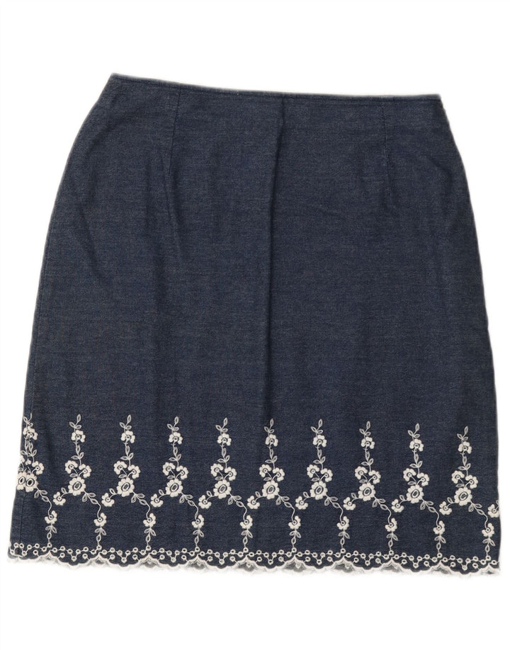 Marks & Spencer Γυναικεία Τζιν Φούστα W28 Medium Navy Blue Floral