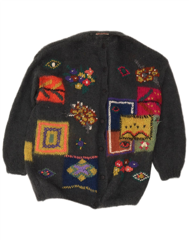 Vintage Γυναικείο γραφικό Ζακέτα UK 18 XL Γκρι συνονθύλευμα