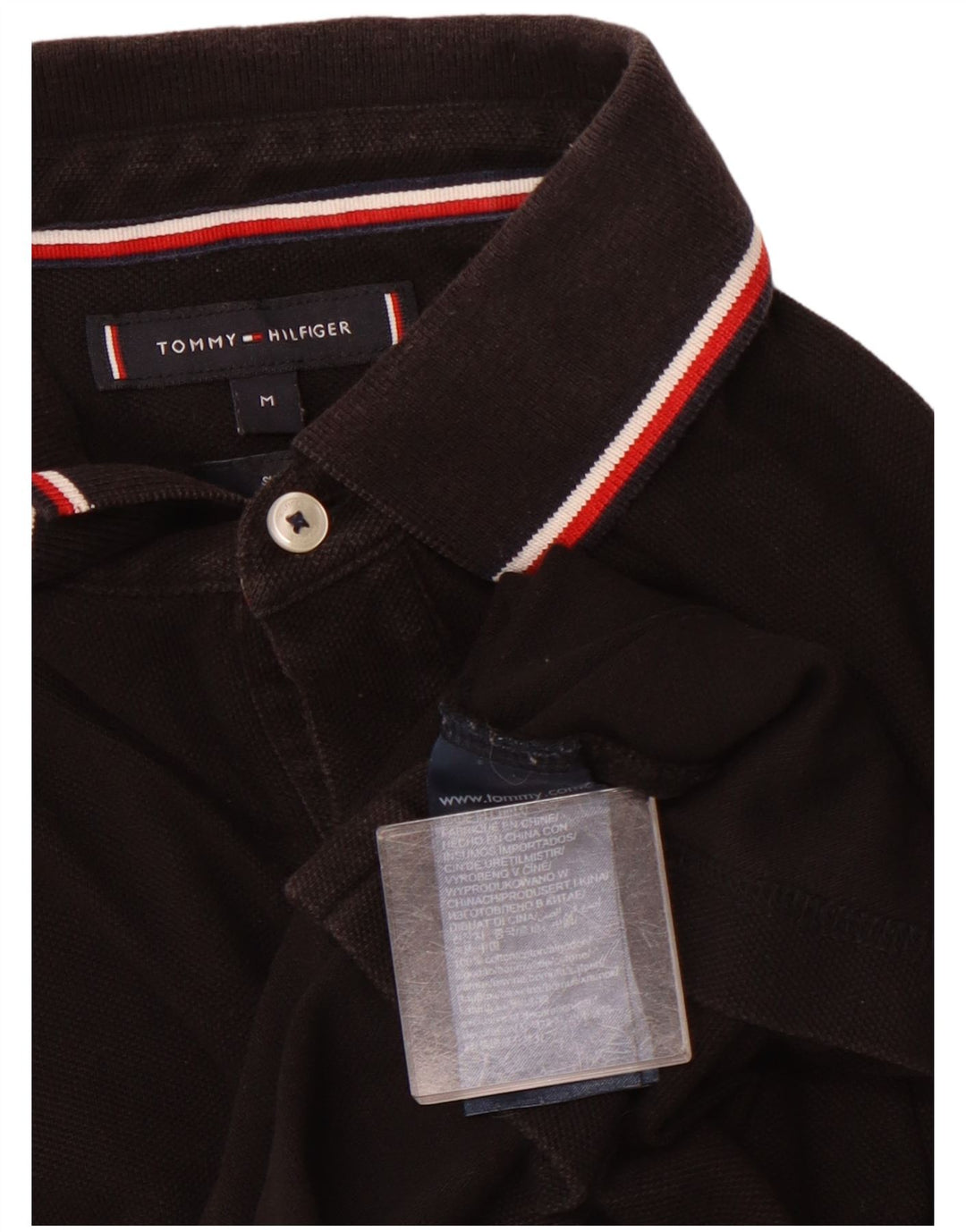 TOMMY HILFIGER Ανδρικό πουκάμισο Polo Slim Fit, μεσαίο μαύρο βαμβακερό