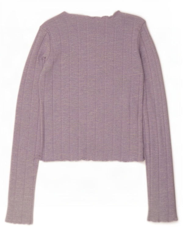 Zara Γυναικείο Crop Top Μακρυμάνικο UK 10 Small Purple Flecked