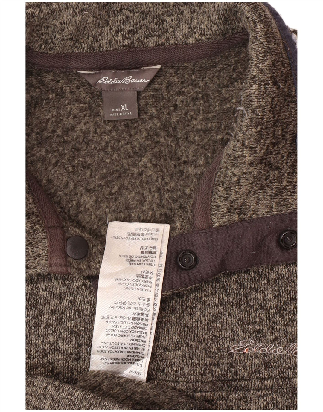 EDDIE BAUER Ανδρικό φούτερ με λαιμόκοψη με κουμπιά Jumper XL με γκρι φλύκταινα πολυεστέρα