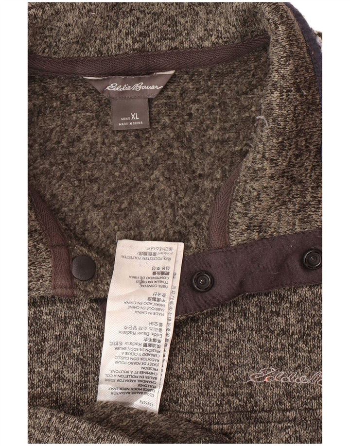 EDDIE BAUER Ανδρικό φούτερ με λαιμόκοψη με κουμπιά Jumper XL με γκρι φλύκταινα πολυεστέρα