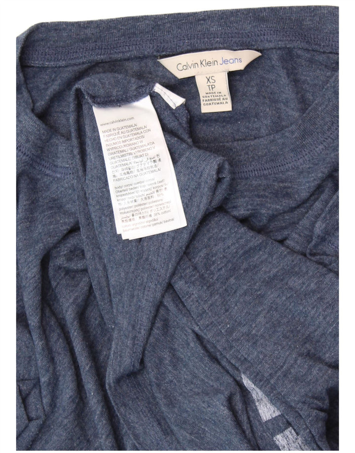 Γυναικείο γραφικό μπλουζάκι CALVIN KLEIN JEANS Top UK 6 XS Navy Blue Flecked