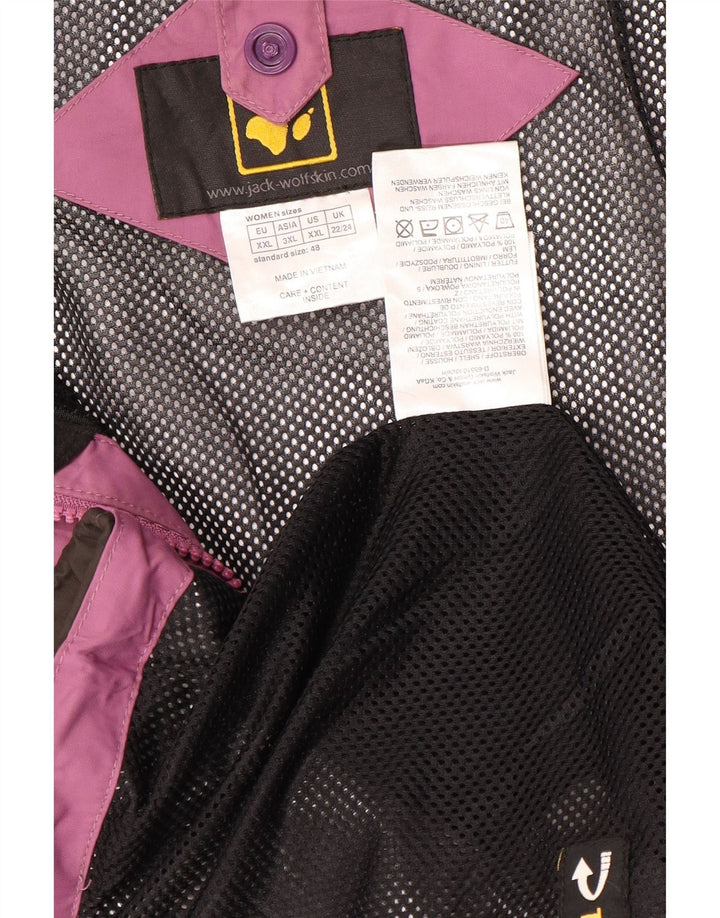 Γυναικείο γραφικό μπουφάν βροχής JACK WOLFSKIN UK 22/24 2XL Purple Colourblock