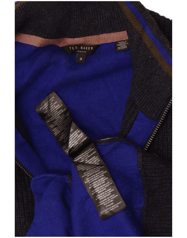 Ανδρικό πουλόβερ ζακέτα Ted Baker, Μέγεθος 3, Μεσαίο μπλε ναυτικό πολυεστέρας