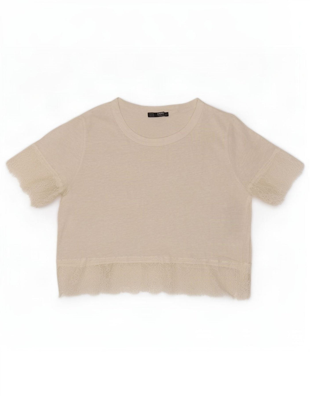 Zara Γυναικεία Μπλούζα Crop Top UK 12 Medium White Lenn
