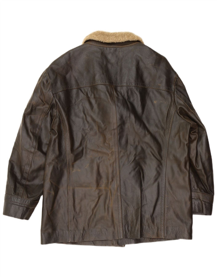LAVORAZIONE ARTIGIANALE Ανδρικό Δερμάτινο Μπουφάν UK 40 Μεγάλο Καφέ Δερμάτινο