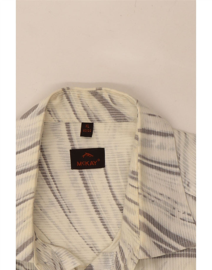 MCKAY Mens Short Sleeve Shirt Size 43/44 XL White Striped Vintage Mckay and Second-Hand Mckay from Messina Hembry 