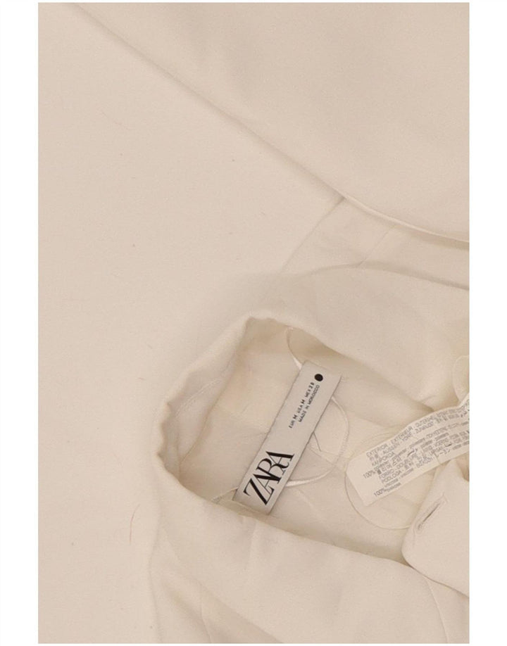 Zara Γυναικείο Μπουφάν Blazer με διπλό στήθος UK 14 Medium White Polyester