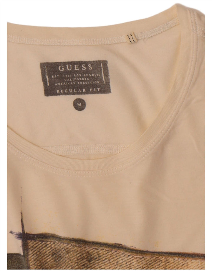 Ανδρικό γραφικό μπλουζάκι Guess Regular Fit Top Medium Off White