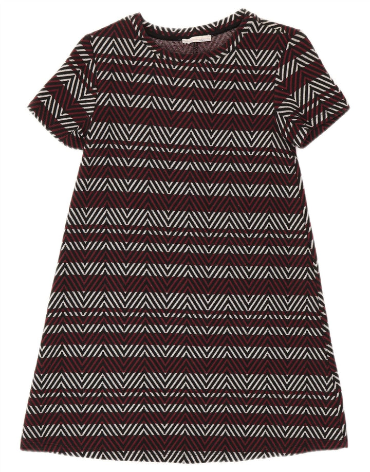 Zara Γυναικείο φόρεμα Trafaluc Basic UK 8 Small Burgundy Chevron Polyester