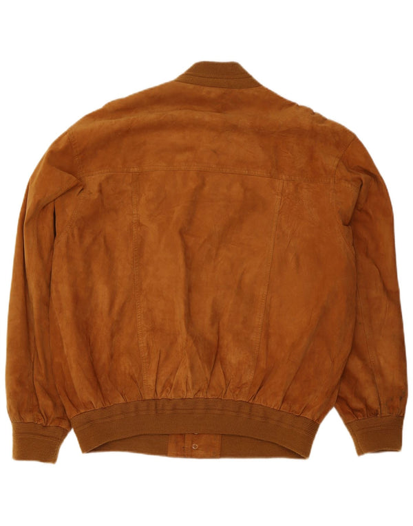 Prince Ανδρικό Suede Bomber Jacket UK 40 Large Beige Leather