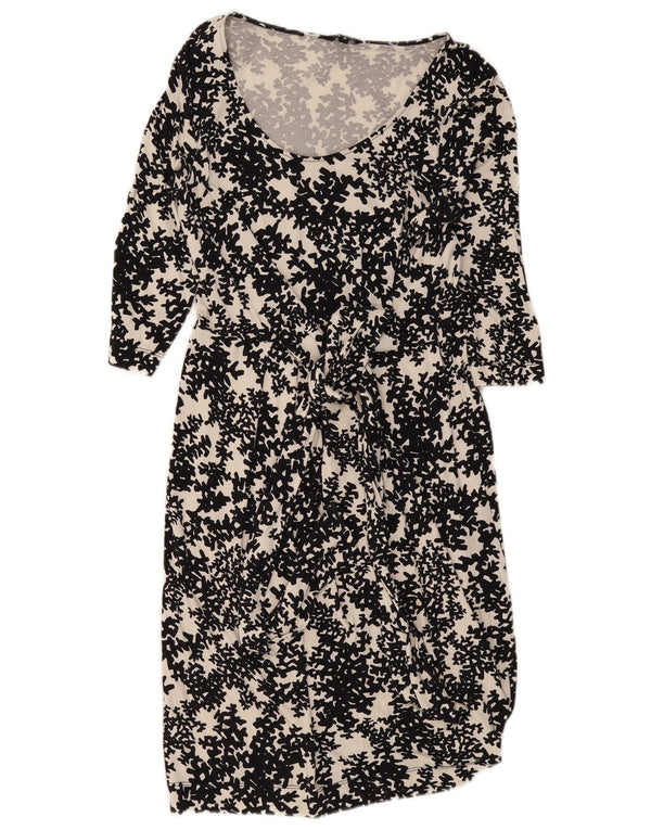Hobbs Γυναικείο φόρεμα 3/4 με μανίκια UK 10 Small Black Floral Viscose
