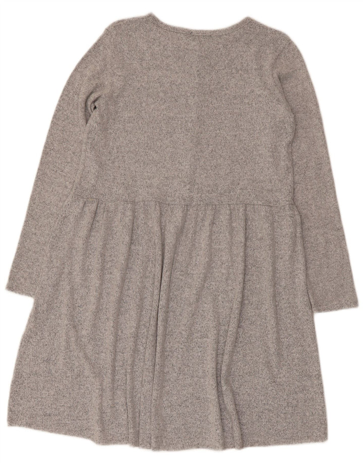 Zara Γυναικείο Μακρυμάνικο Βασικό Φόρεμα UK 10 Small Grey Polyester