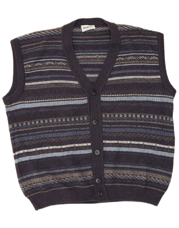 Ανδρικό αμάνικο πουλόβερ ζακέτα Demiro IT 54 XL Navy Blue ριγέ