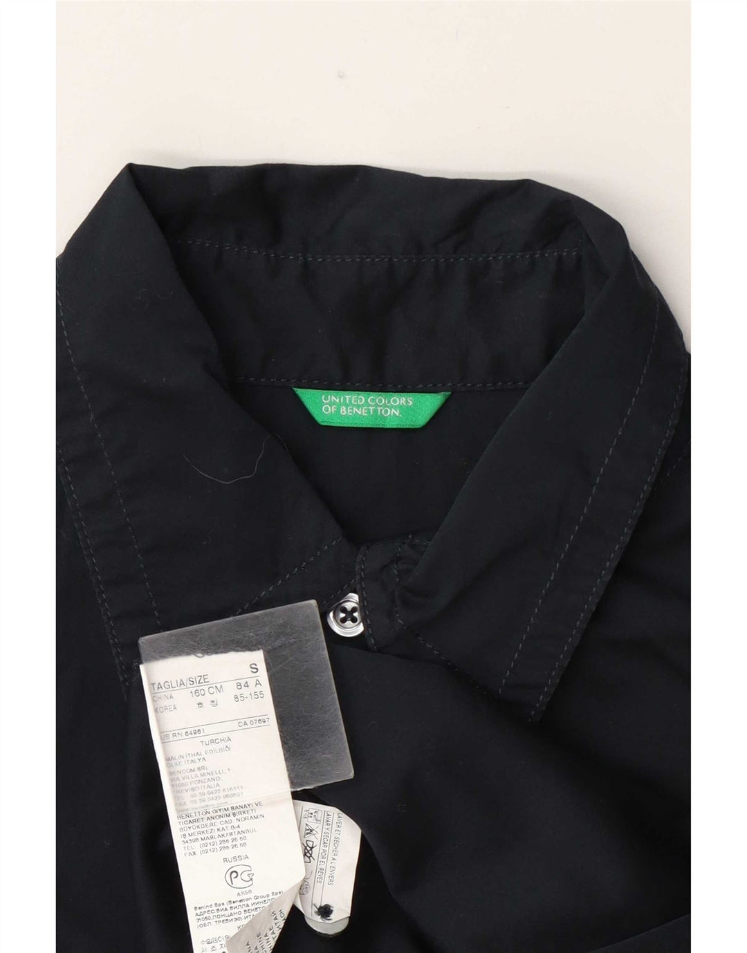 Γυναικείο πουκάμισο Benetton UK 10 Small Navy Blue Cotton