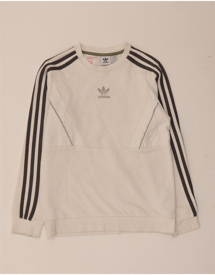 Φούτερ Adidas Boys Jumper 11-12 ετών Λευκό βαμβακερό