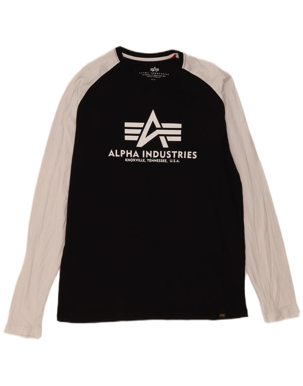 Ανδρικό γραφικό τοπ Alpha Industries, μακρυμάνικο XL, μαύρο χρώμα, βαμβακερό