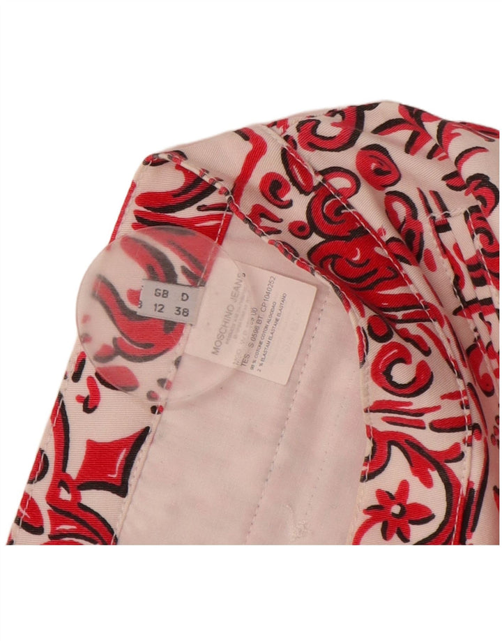 MOSCHINO Γυναικείο ίσιο παντελόνι Capri UK 12 Medium W28 L21 Red Paisley