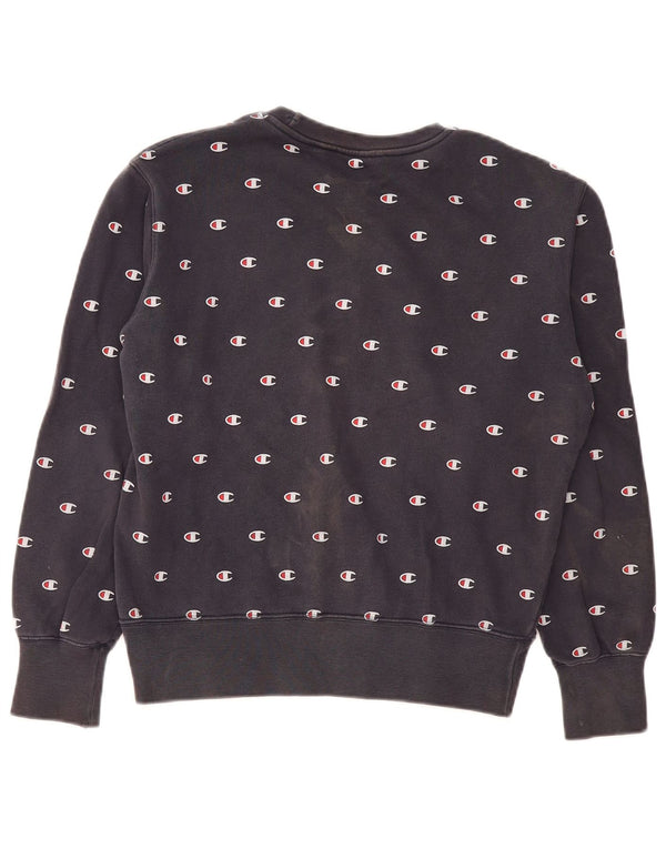 Champion Womens Oversized γραφικό φούτερ Jumper UK 10 Small Black
