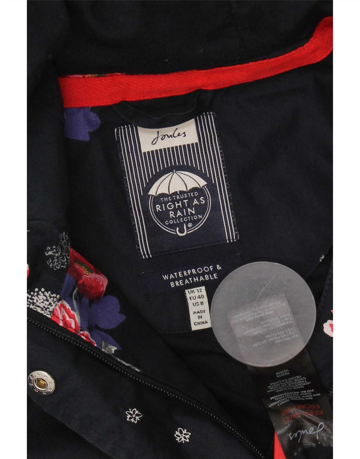 Joules Γυναικείο Αδιάβροχο με κουκούλα UK 12 Medium Navy Blue Floral Polyester