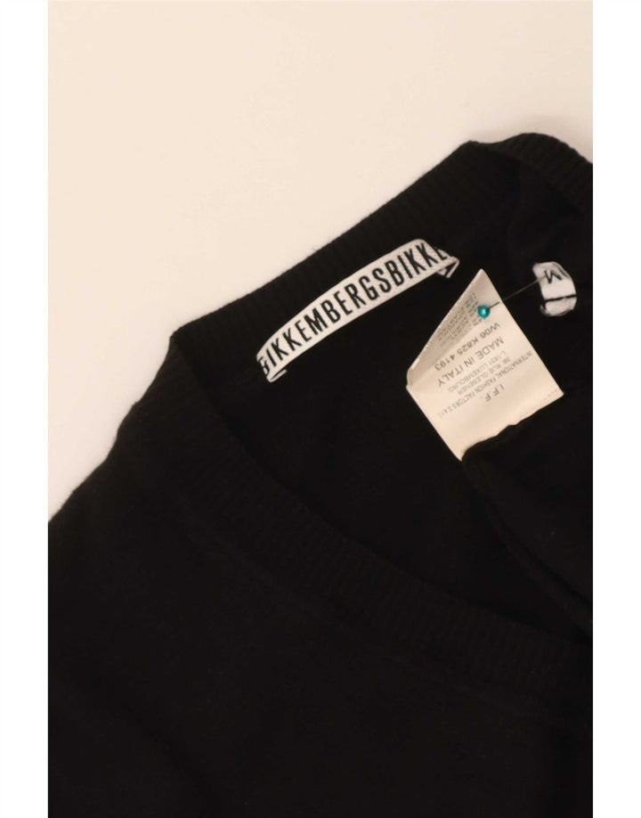Bikkembergs γυναικείο πουλόβερ με λαιμόκοψη με V λαιμόκοψη UK 14 μεσαίο μαύρο παρθένο μαλλί