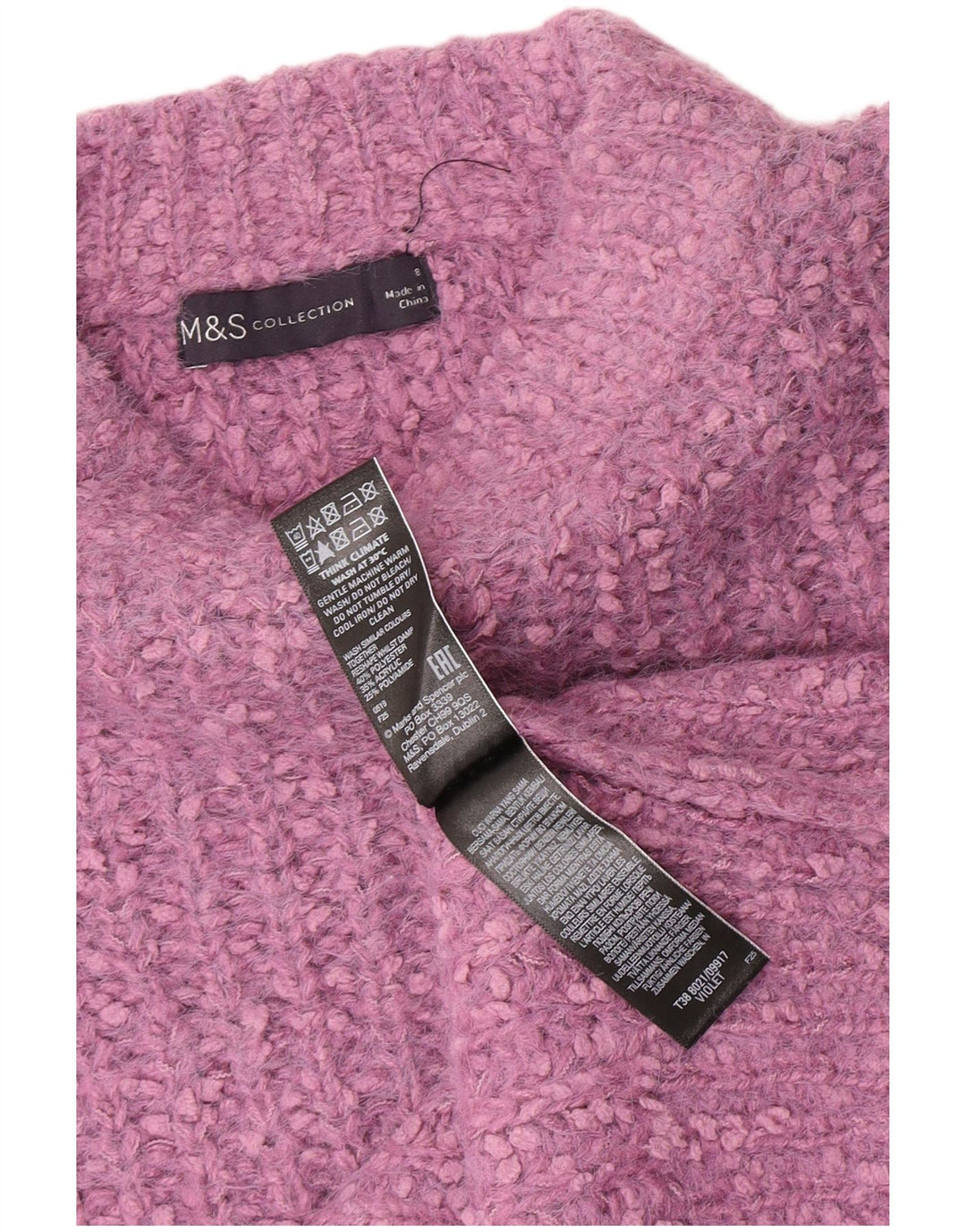 Marks & Spencer Γυναικείο πουλόβερ με λαιμόκαυστο UK 8 Small Purple Polyester