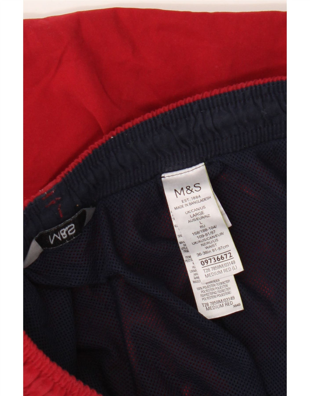 Ανδρικό σορτς κολύμβησης Marks & Spencer μεγάλο κόκκινο πολυεστέρα