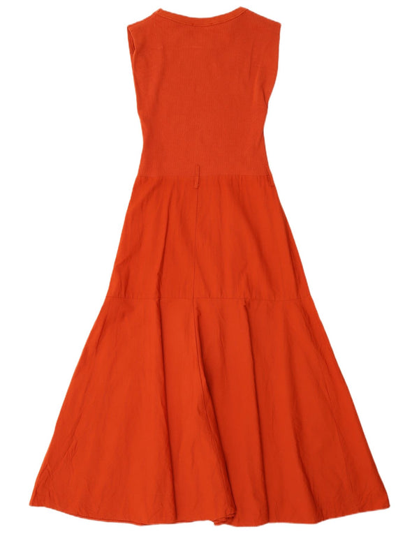 Zara Γυναικείο Αμάνικο Maxi Φόρεμα UK 8 Small Orange
