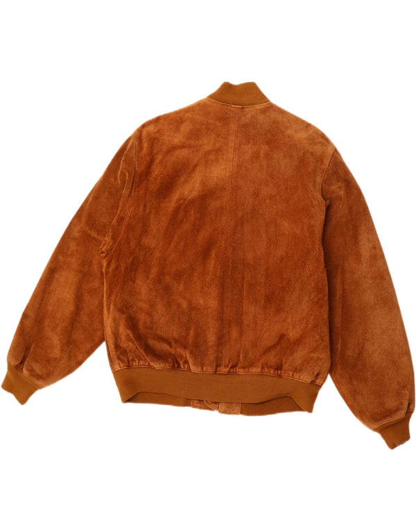 Vintage Ανδρικό Suede Bomber Jacket UK 36 Small Brown Leather