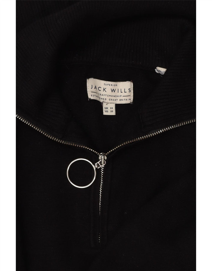 JACK WILLS Γυναικείο πουλόβερ μεγάλου μεγέθους με φερμουάρ UK 14 μεγάλο μαύρο