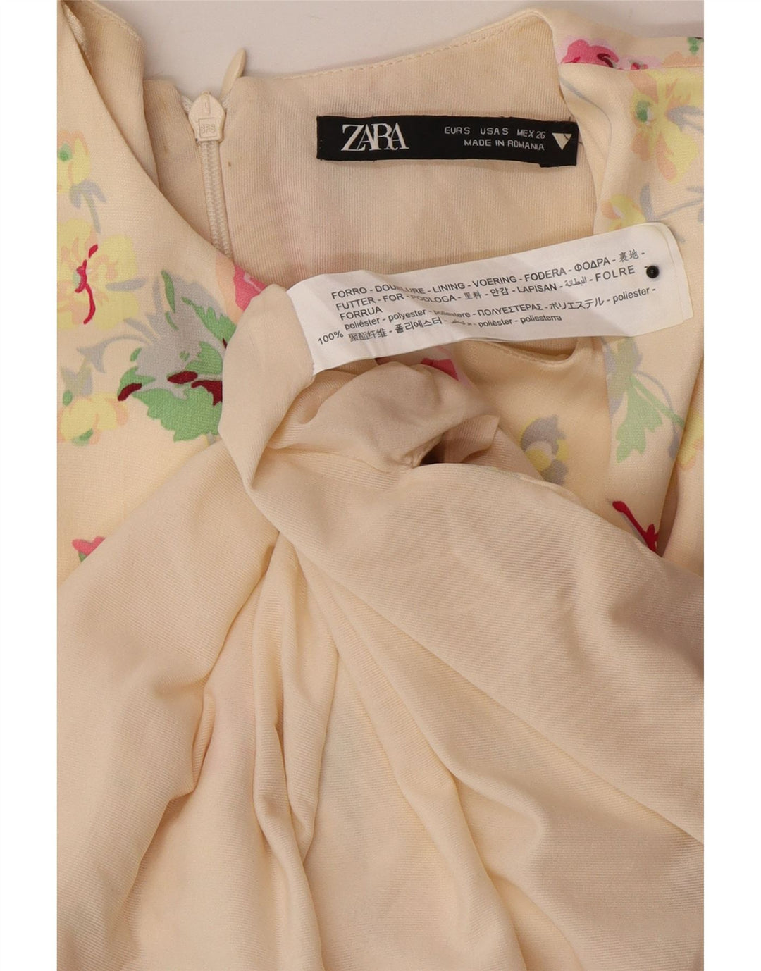 Zara Γυναικείο φόρεμα με θήκη UK 10 Small Off White Floral Polyester