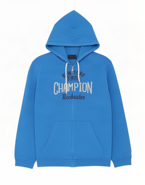 Champion Mens Graphic Zip Hoodie Sweater XL Blue Cotton