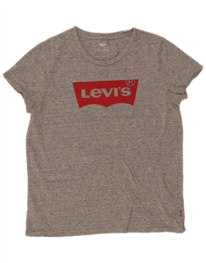 Γυναικείο γραφικό T-Shirt Levi's Top UK 12 Medium Grey