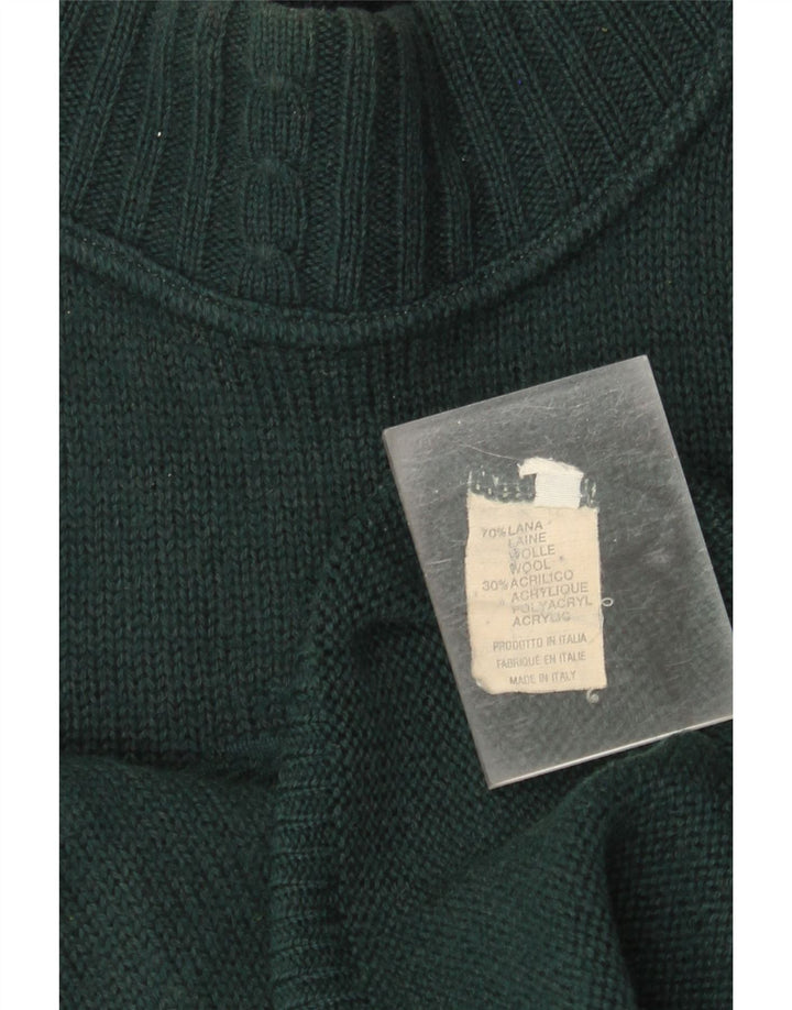Vintage γυναικείο πουλόβερ με λαιμό χελώνα UK 14 Large Green Wool