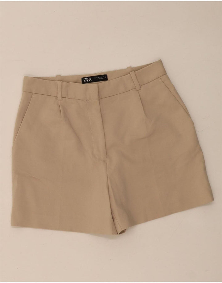 Zara Γυναικείο Σορτς Casual Medium W30 Μπεζ βαμβακερό