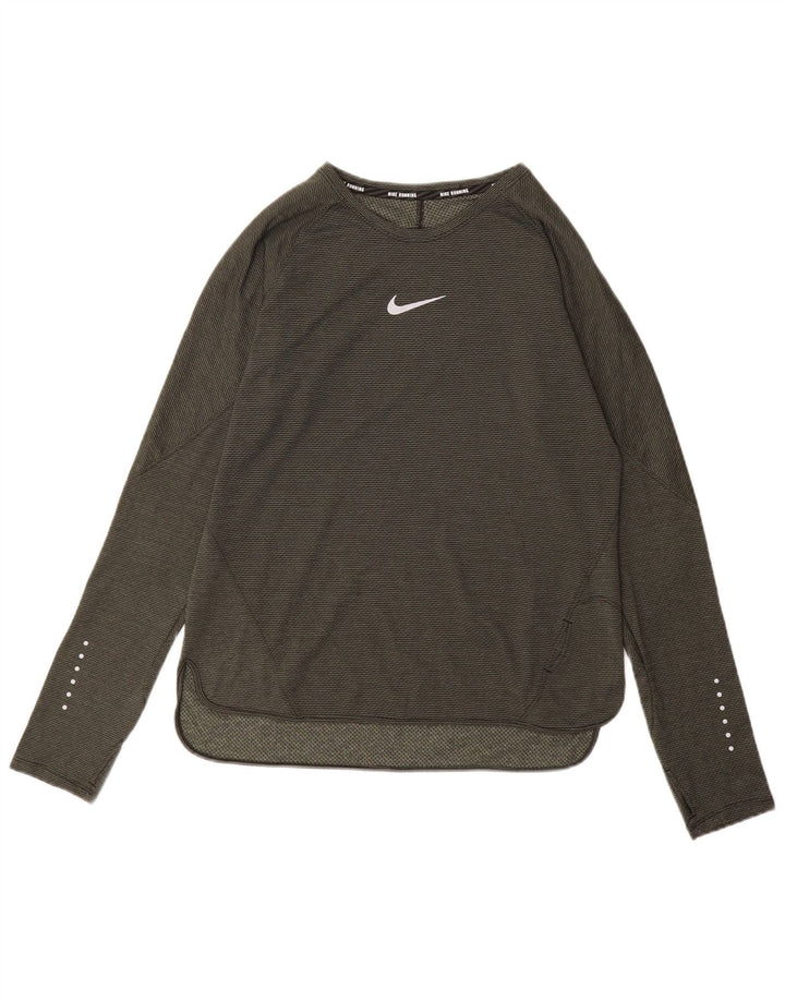 Γυναικείο τοπ Nike μακρυμάνικο UK 16 Large Khaki Pinstripe Polyester